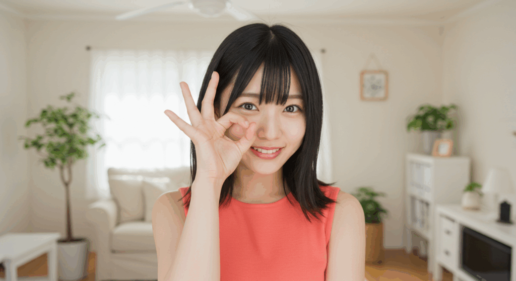 OKサインを出す女性