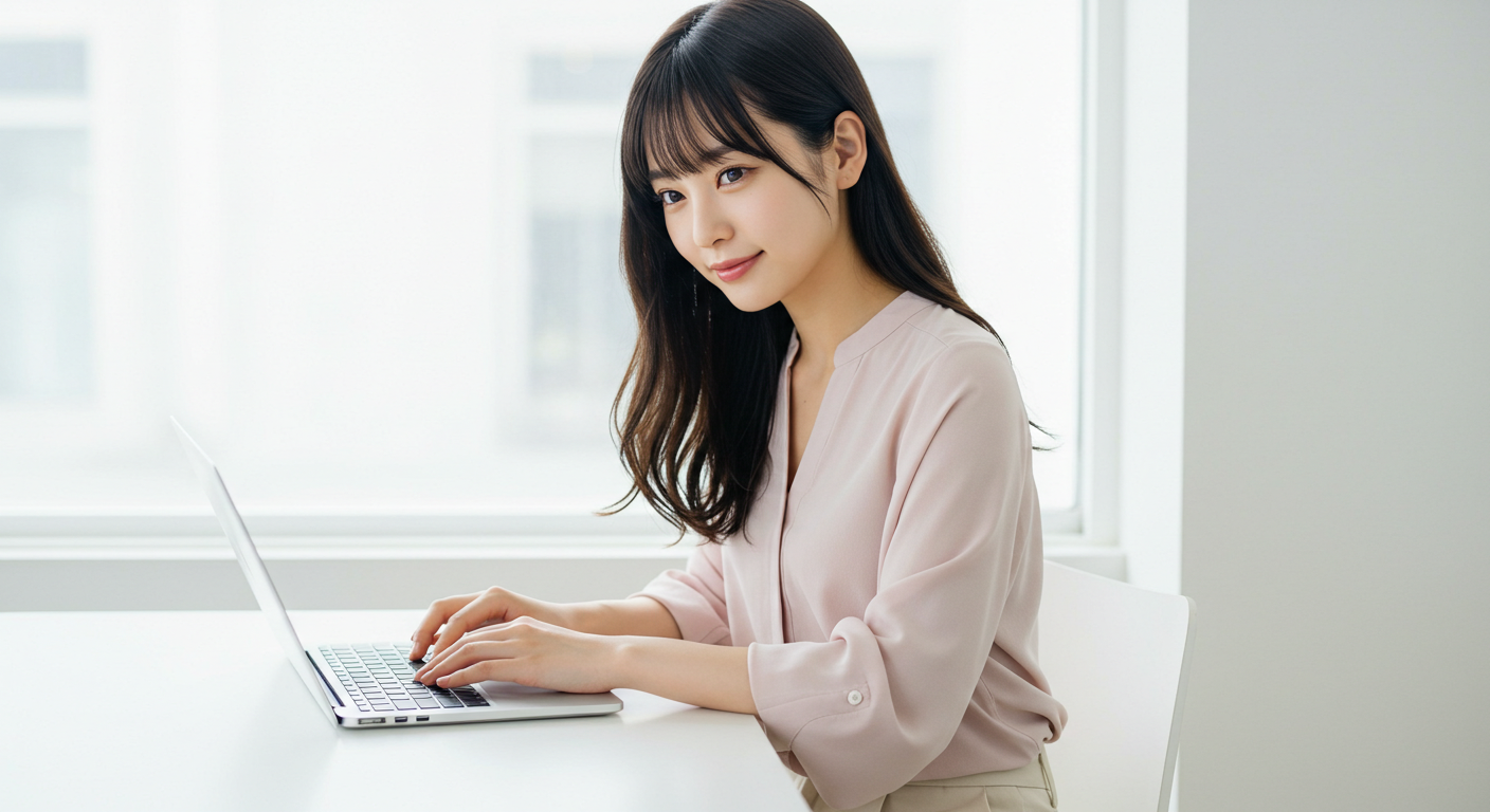 パソコンを扱う女性