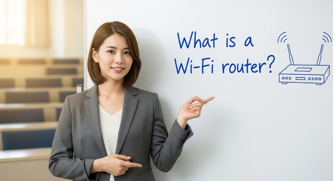 Wi-Fiルーターを説明する講師
