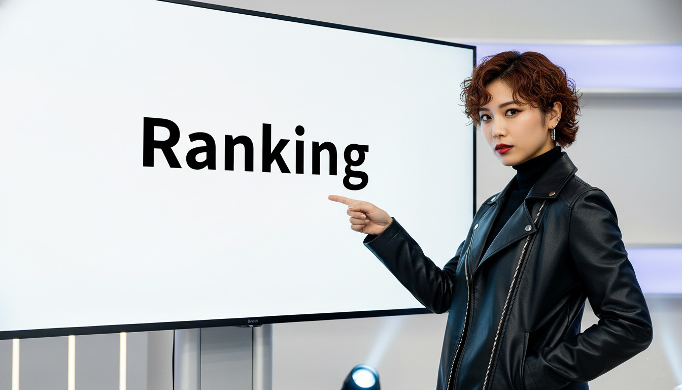 ホワイトボードを使ってランキング説明する女性