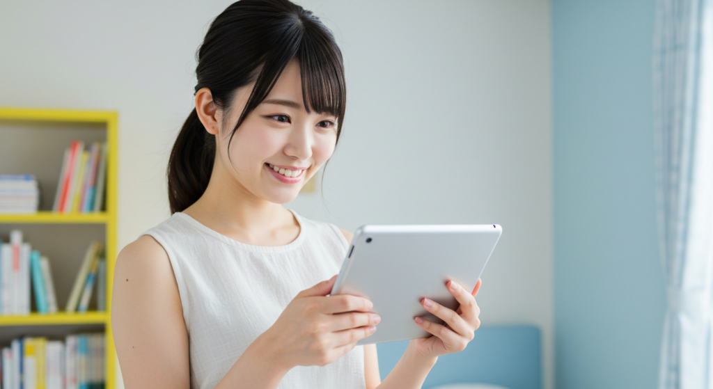 タブレットを持つ女性