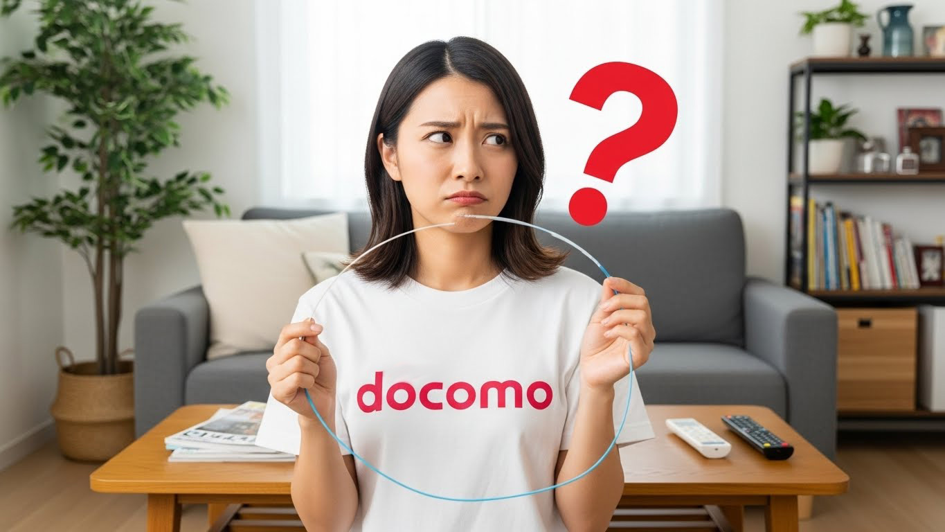 ドコモのTシャツを着ている女性