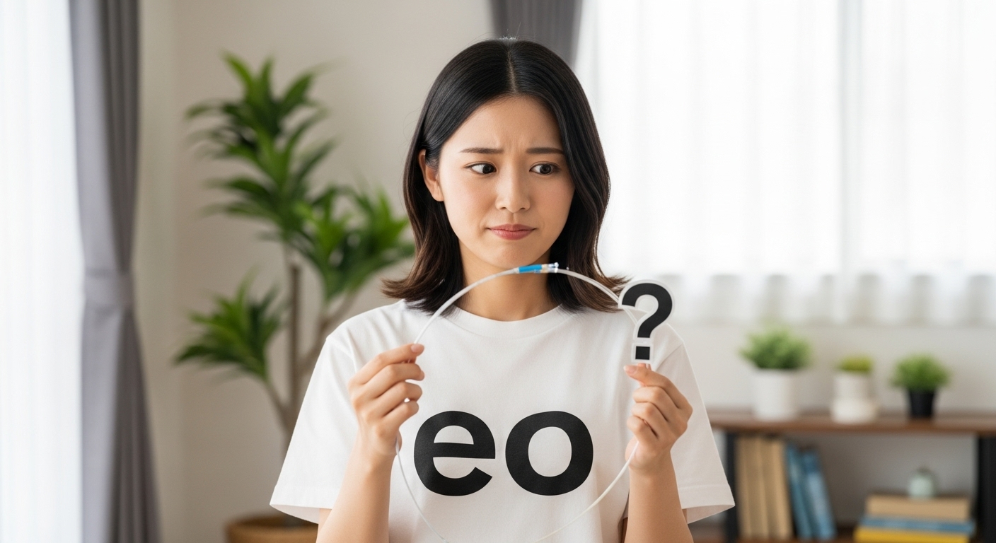 eo光のTシャツを着ている女性