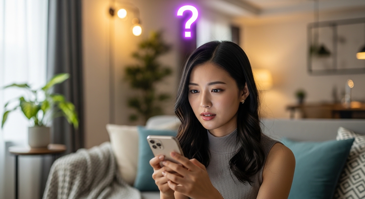 スマホを見る女性